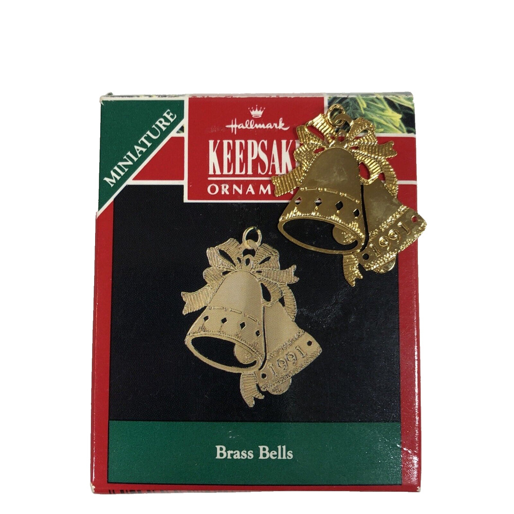 Brass Bells 1990 Miniature Hallmark Keepsake Christmas Ornament Vintage 1"